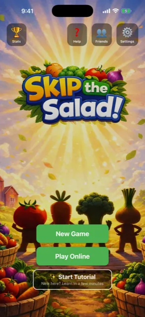 The Skip the Salad app home screen